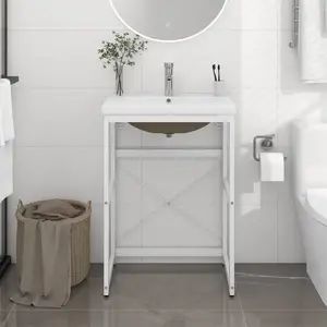 Comparateur de prix : vidaXL vidaXL Cadre de lavabo de salle de bain vasque à encastrer Blanc Fer