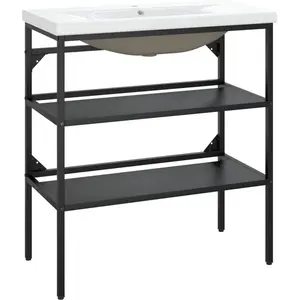 Comparateur de prix : vidaXL Cadre de lavabo de salle de bain vasque à encastrer Noir Fer 3101378