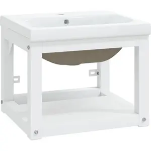 vidaXL Cadre de lavabo de salle de bain vasque à encastrer Blanc Fer pas cher