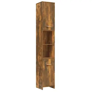 Comparateur de prix : vidaXL Armoire de bain Chêne fumé 30x30x183,5 cm Bois d'ingénierie