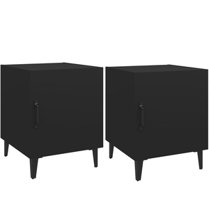 vidaXL Tables de chevet 2 pcs Noir Bois d'ingénierie pas cher