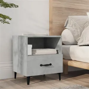 vidaXL Table de chevet Gris béton Bois d'ingénierie pas cher