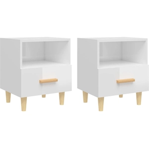 vidaXL Tables de chevet 2 pcs Blanc brillant 40x35x47 cm pas cher