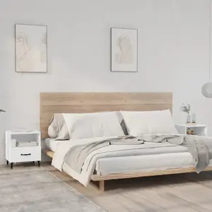 vidaXL Tables de chevet 2 pcs Blanc Bois d'ingénierie pas cher