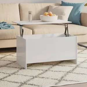 vidaXL Table basse Blanc brillant 102x55,5x52,5 cm Bois d'ingénierie pas cher