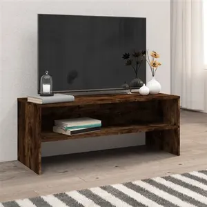 vidaXL Meuble TV Chêne fumé 100x40x40 cm Bois d'ingénierie pas cher