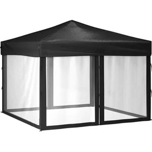 vidaXL Tente de réception pliable avec parois Noir 3x3 m pas cher
