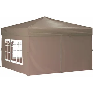 vidaXL Tente de réception pliable avec parois Taupe 3x3 m pas cher