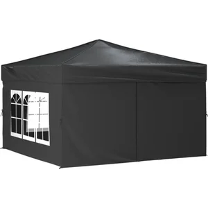 vidaXL Tente de réception pliable avec parois Anthracite 3x3 m pas cher