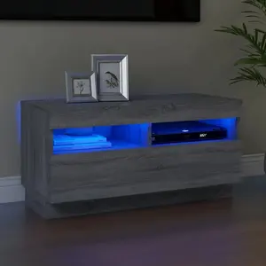 Comparateur de prix : vidaXL Meuble TV avec lumières LED sonoma gris 80x35x40 cm