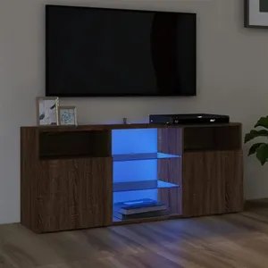Comparateur de prix : vidaXL Meuble TV avec lumières LED Chêne marron 120x30x50 cm