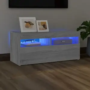 vidaXL Meuble TV avec lumières LED Sonoma gris 90x35x40 cm pas cher