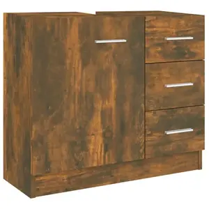 vidaXL Armoire de lavabo Chêne fumé 63x30x54 cm Bois d'ingénierie pas cher