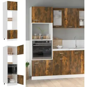 Comparateur de prix : vidaXL Armoire à micro-ondes Chêne fumé 60x57x207 cm Bois d'ingénierie