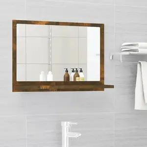 Comparateur de prix : vidaXL Miroir de bain Chêne fumé 60x10,5x37 cm Bois d'ingénierie