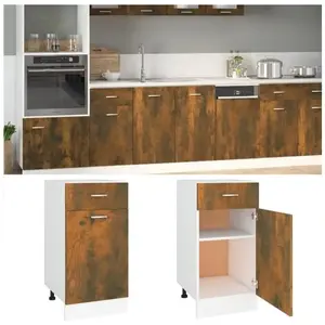 Comparateur de prix : vidaXL Armoire de plancher à tiroir Chêne fumé 40x46x81,5 cm Bois