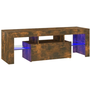 vidaXL Meuble TV avec lumières LED chêne fumé 120x35x40 cm pas cher