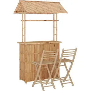 vidaXL Mobilier de bar 3 pcs Bambou pas cher