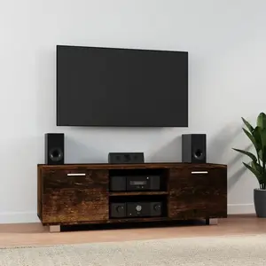 vidaXL Meuble TV Chêne fumé 120x40,5x35 cm Bois d'ingénierie pas cher