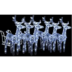 vidaXL Décoration de Noël Rennes et traîneau 320 LED Acrylique pas cher