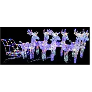 vidaXL Décoration de Noël Rennes et traîneau 320 LED Acrylique pas cher