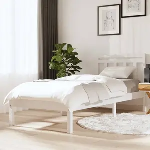 vidaXL Cadre de lit Blanc Bois de pin massif 100x200 cm pas cher