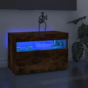 Comparateur de prix : vidaXL Meuble TV avec lumières LED Chêne fumé 60x35x40 cm