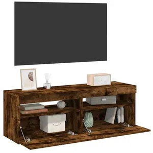 vidaXL Meubles TV 2 pcs avec lumières LED Chêne fumé 60x35x40 cm pas cher