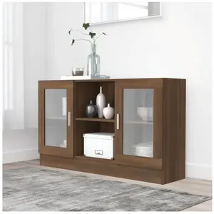 vidaXL Armoire à vitrine Chêne marron 120x30,5x70 cm Bois d'ingénierie pas cher
