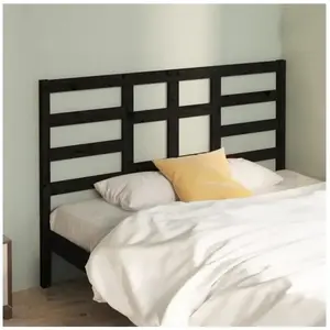 vidaXL Tête de lit Noir 156x4x104 cm Bois massif de pin pas cher