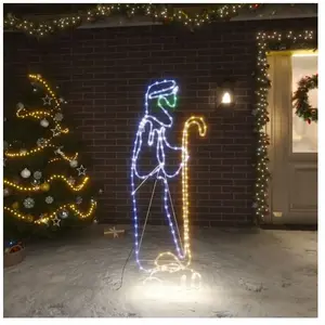 vidaXL Figurine de Noël Berger et agneau avec 168 LED 102,5x35 cm pas cher