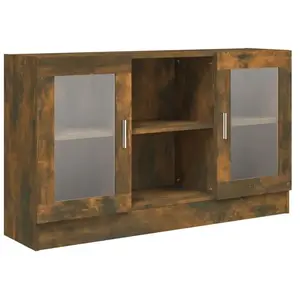 vidaXL Armoire à vitrine Chêne fumé 120x30,5x70 cm Bois d'ingénierie