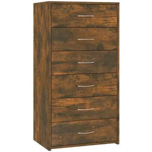 vidaXL Buffet avec 6 tiroirs Chêne fumé 50x34x96 cm Bois d'ingénierie pas cher