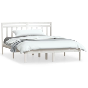 vidaXL Cadre de lit Blanc Bois de pin massif 140x190 cm pas cher