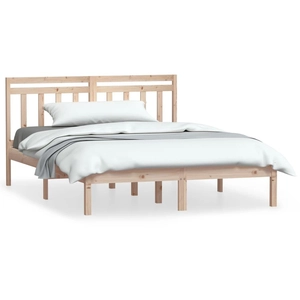vidaXL Cadre de lit 135x190 cm Double Bois massif pas cher