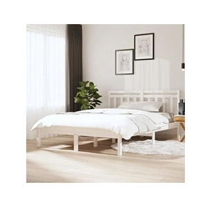 vidaXL Cadre de lit Blanc 135x190 cm Double Bois massif pas cher