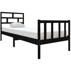 vidaXL Cadre de lit Noir Bois de pin massif 75x190 cm Petit simple pas cher