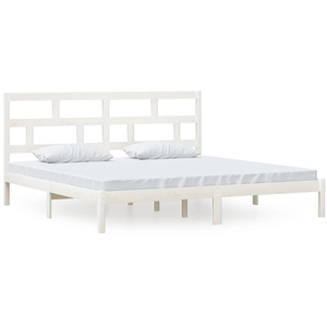 vidaXL Cadre de lit Blanc Bois de pin massif 200x200 cm pas cher