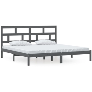 vidaXL Cadre de lit Gris Bois de pin massif 200x200 cm pas cher