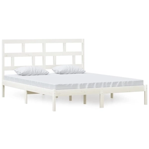 vidaXL Cadre de lit Blanc Bois de pin massif 160x200 cm pas cher
