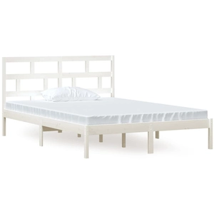 vidaXL Cadre de lit Blanc Bois de pin massif 140x200 cm pas cher