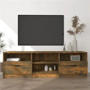 vidaXL Meuble TV Chêne fumé 150x33,5x45 cm Bois d'ingénierie pas cher