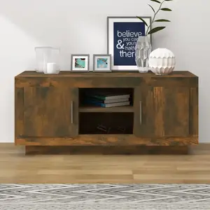 vidaXL Meuble TV chêne fumé 102x35x45 cm bois d'ingénierie pas cher