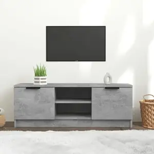 vidaXL Meuble TV Gris béton 102x35x36,5 cm Bois d'ingénierie pas cher