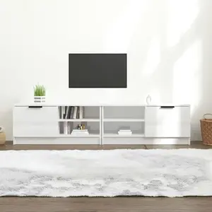 vidaXL Meubles TV 2 pcs Blanc brillant 80x35x36,5 cm Bois d'ingénierie pas cher