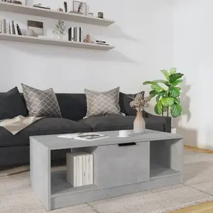 vidaXL Table basse gris béton 102x50x36 cm bois d'ingénierie pas cher