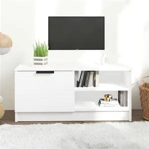 vidaXL Meuble TV Blanc 80x35x36,5 cm Bois d'ingénierie pas cher