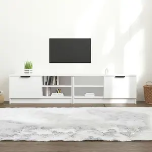 vidaXL Meubles TV 2 pcs Blanc 80x35x36,5 cm Bois d'ingénierie pas cher