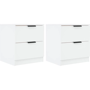 vidaXL Tables de chevet 2 pcs Blanc Bois d'ingénierie pas cher