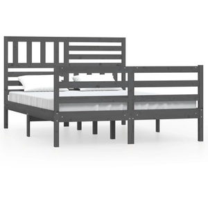 vidaXL Cadre de lit Gris Bois massif 200x200 cm pas cher